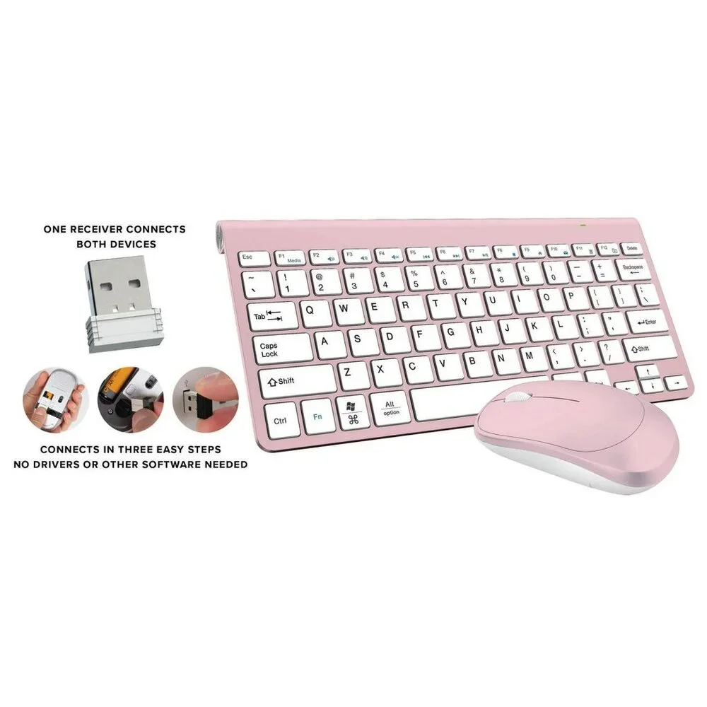 New CYLO Wireless Keyboard and Mouse Set Universal PC or Mac, Pink